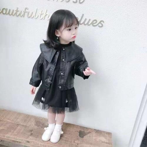 Girls Autumn Jacket New Foreign Style Childrens Autumn Leather Jacket Spring And Autumn Baby Net Red Fashionable