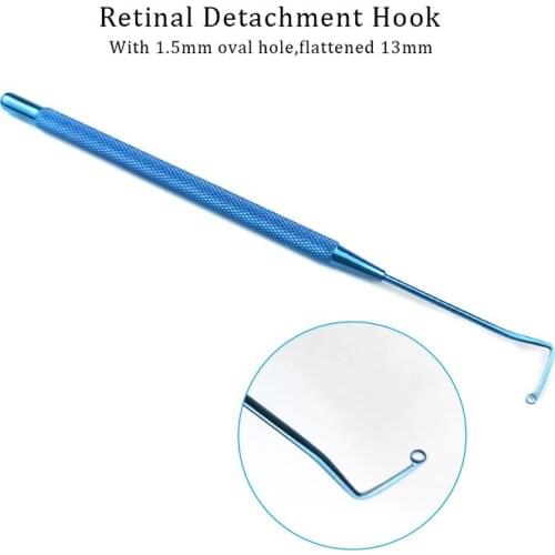 Retinal Detachment Hook with 1.5mm Oval Hole Flattened 13mm Ophthalmic Eye Instrument