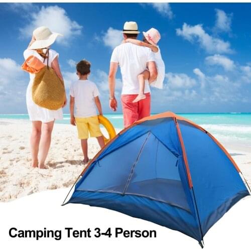 Camping Tent 3-4 Person Family Dome Tent Easy Set Up Single Layer Single Door Couple Camping Storage Bag For Camp Hiking