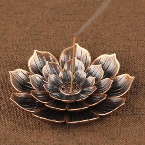 Alloy Incense Burner Stick Holder Plate Burner Plate Buddhism Lotus Censer Buddhist Temples Studios Line Incense Burn