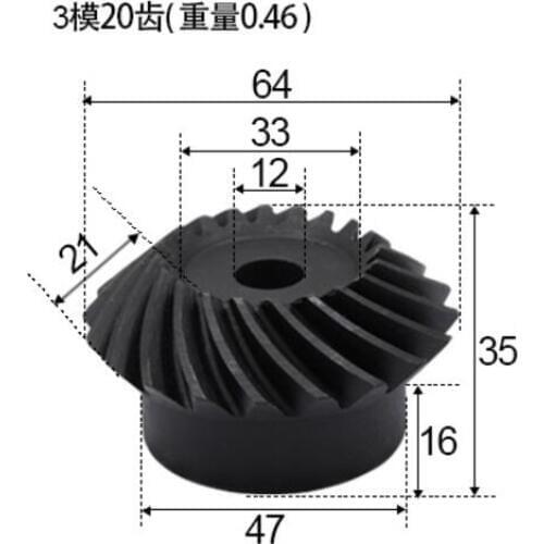 Precision spiral bevel gear 3M20 teeth 1:1 spiral bevel gear one pair