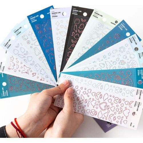 Transparent Flash Radium Line Stickers Stationery DIY Album Diary Scrapbook Cell Phone Decoration Material Pvc Stickers Supplies