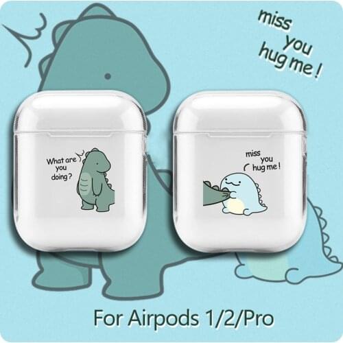 Luxury Transparent Case for Airpods Creative Original Cute Dinosaur Cartoon Clear Airpods 1 2 3 Quality PC Case Protective Cover
