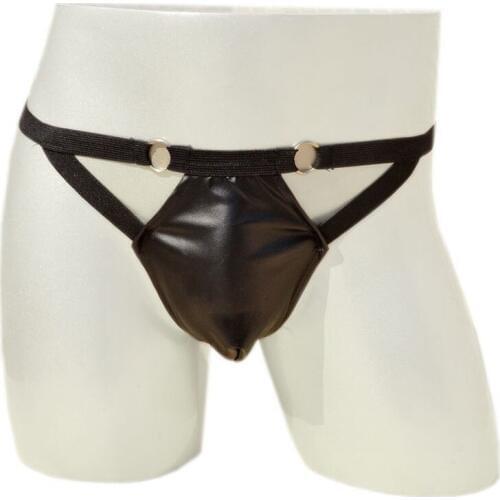 Sexy PU leather Men thong g-string Male panties underwear with ring