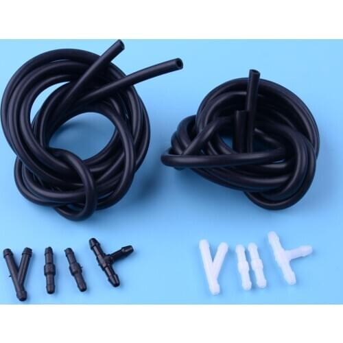 Windscreen Wiper Washer Jet Tube Pipe Hose Connector T Y Straight for Nozzle Pump 2 Meter With 4pcs Black Connectors Black