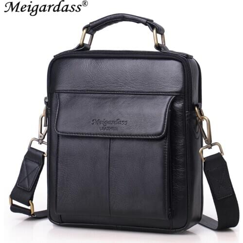 MEIGARDASS Genuine Leather Mens Bag Business Shoulder Crossbody Bags for man Casual Messenger Bag Male iPad Handbags Tote Purse