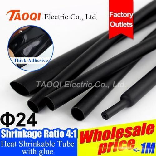 1.22meter/lot 24mm 4:1 Heat Shrink Tube Tubing with Glue Adhesive Lined Dual Wall Insulation Sleeving Wrap Wire Cable kit