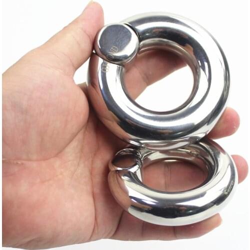 Top Stainless Steel Scrotum Pendant Penis Restraint Locking Ring Chastity Belt Sex Toys 9 Size for Choice Sex Rings for Men BB60