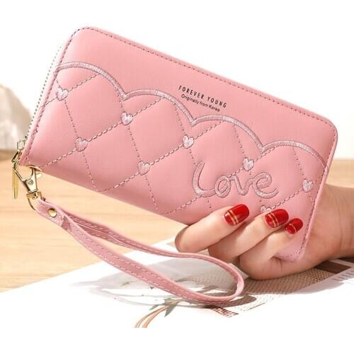 Women Wallets Lady Handbags Coin Purse Cards ID Holder Zipper Money Burse Bags Love Heart Clutch Female Long Purses Wallet Bag