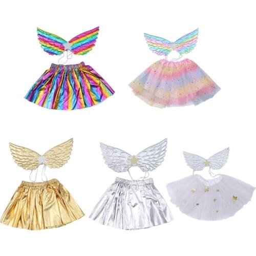 2 PCS/SET Cute Dreamlike Fairy Angle Kids Wing Set Girls Birthday Gift Party Halloween Princess Cosplay Costumes Props
