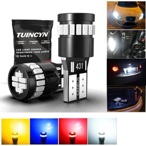 2x W5W T10 Led Canbus 168 194 LED Bulb 24 SMD Car Side Marker Light License Plate Lamp White Blue Yellow Red White 12V 6000K