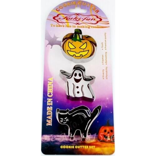 3pcs/Set Halloween Cookie Mould Stainless Steel Cake Mould DIY Cookie Cutters Set Biscuit Mold Fondant Cutter Baking Tools