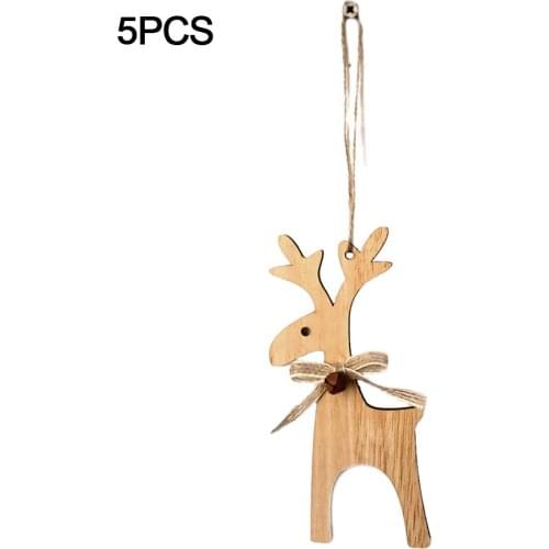 3D Christmas Bow Elk Bell Wooden Pendants Ornaments Xmas Tree Ornament DIY Kids Gift Home Party Decorations