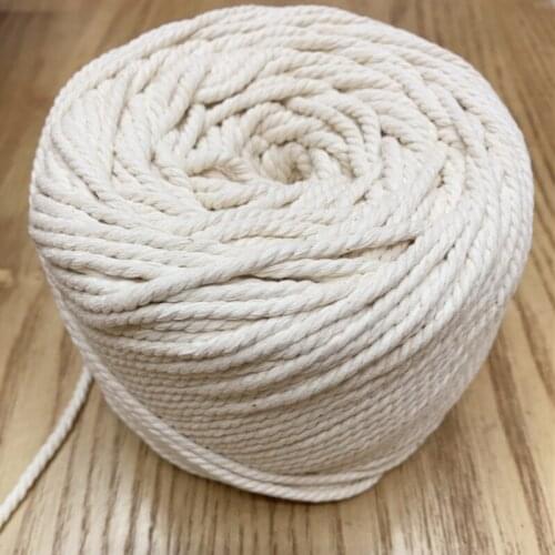 Cord 4mm 1kg Cotton Rope Hand-Woven Tapestry Bag Strap Tag Tied Decoration DIY Hand Weaving Macrame String Corde En Coton Blanc