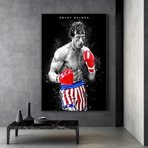 Watercolor Abstract Rocky Balboa Boxing Bodybuilding Canvas Painting Posters Prints Wall Art Motivational Picture for Home Decor