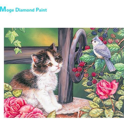 Cat Bird Butterfly Flower Diamond Painting Floral Round Full Drill Nouveaute DIY Mosaic Embroidery 5D Cross Stitch Home Decor