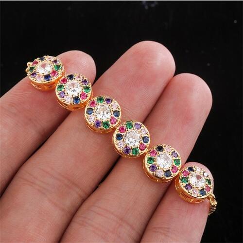 2019 Bracelets Gold Copper multicolor AAA Cubic Zircon Round crystal Box Chain Bracelet Bangle Wedding Jewelry for Women Gift