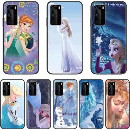Disney Frozen Princess Elsa Anna Phone Case For Huawei P 40 30 20 10 9 8 Lite E Pro Plus Black Etui Coque Painting Hoesjes comi