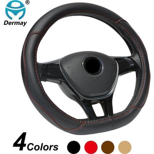 DERMAY D Shape Microfiber Leather Car Steering Wheel Cover Four Seasons Slams Sterring Wheel Hubs For VW GOLF 7 2015 POLO JETTA