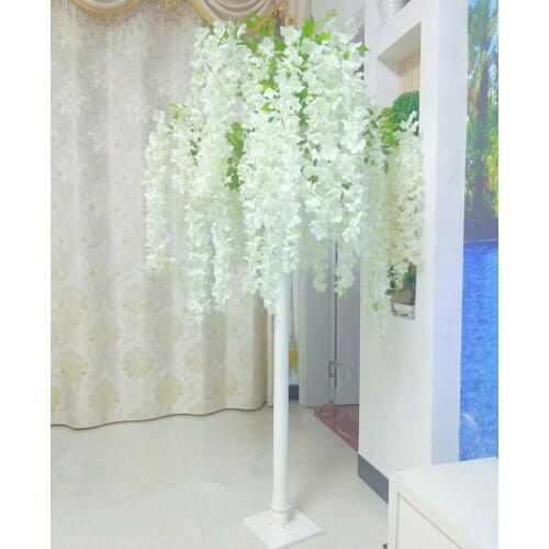 Elegant White Artificial Silk Flower Vine Tree Simulation Wisteria Douhua Trees For Wedding Stage Aisle Runner Decoration