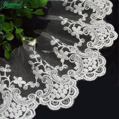 Cotton Embroidery Lace Trim White and Black Soft Tulle DIY Garment Accessories 7.5cm