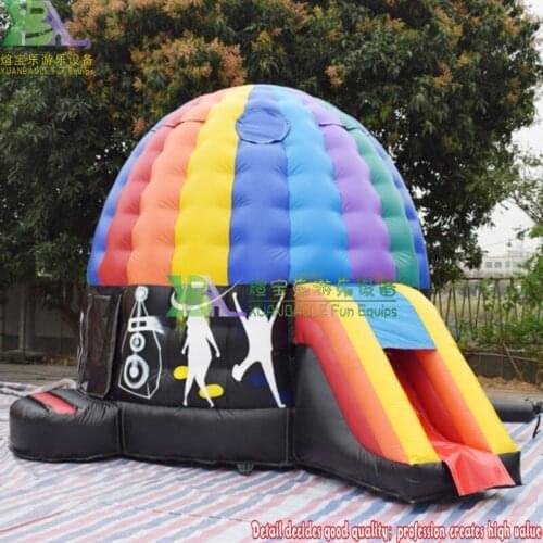 Commercial Party Bouncy Castle Inflatable Disco Dome Music Combo Bounce House With Slide