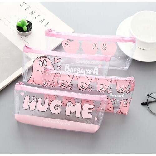 Creative Transparent Pencil Case Etui Cute Clear Pencil Bags Pen Box Kawaii Pink Pen Case For School Korean Stationery