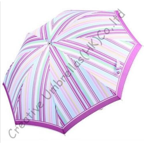 10mm alloy shaft embroidery lace umbrellas and nickel plated fluted ribs,ladies parasol,streak printed pongee design,superlight