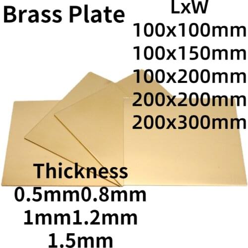H62 Brass Sheet Thickness 0.5/0.8/1/2*100*100mm Brass Plate Laser Cutting CNC Frame Model Mould DIY Contruction Brass Pad