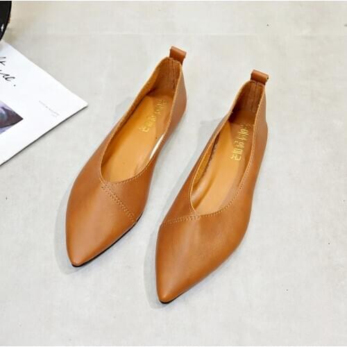 Fashionable spring autumn must-have shallow mouth pointed toe ladies flat shoes casual wild comfortable soft Slip-On W38-36