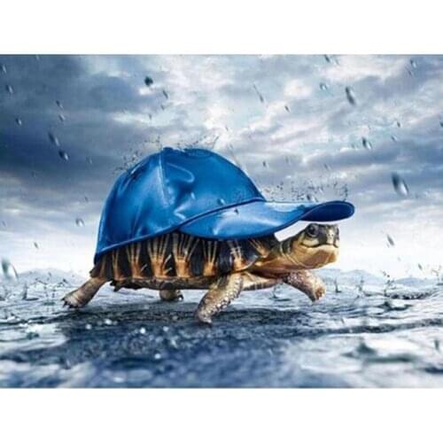 DIY 5D Diamond Painting Wear a hat Tortoise Animals Cross Stitch Diamond Embroidery Patterns Home decoration Painting