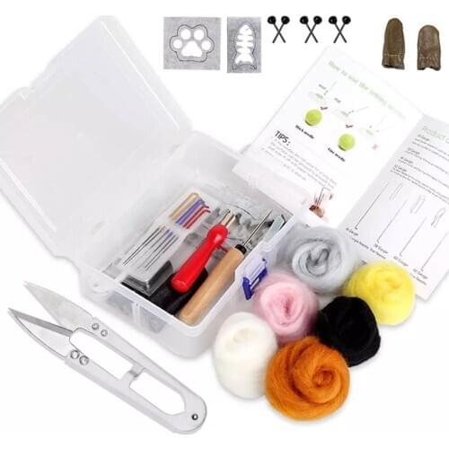 Imzay Needle Felting Starter Kit With Roving Wool Needle Felting Wooden Handle Needle Felting Tool For DIY Felting Wool Project