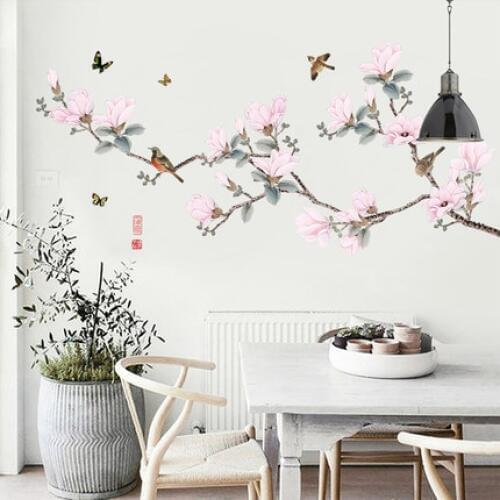 Peach Blossom Wall Stickers Girl Teenager Room Decor Aesthetic self adhesive Wallpaper for Wall Tiles Stickers to Cover Fridge