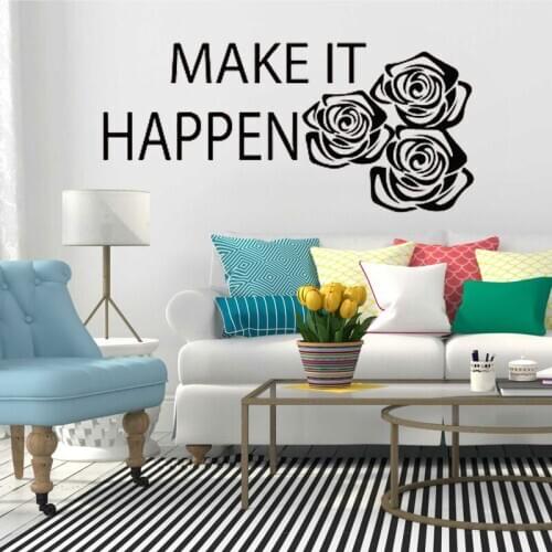 Rose Decals Vinyl Wall Stickers Removable Home Decor Bedroom Living Room Flower Art Murals Self-adhesive C13-21