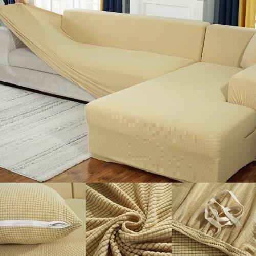 Soild Color Thicken Elastic Sofa Covers for Living Room Sectional Couch Cover Single Double Three Four Seat Strench SlipCovers