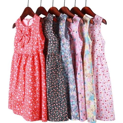 Summer Girls Dress Cotton Floral Print Princess Teenagers Sundress For Girls Party Kids Children Dress Vestido 4 6 8 9 10 12 Yrs