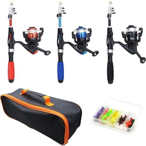 Portable Mini Telescopic Fishing Pole With Reel Bait Box Fishing Rod Kit For Children Kids Fishing Tackle Accessories De Pesca