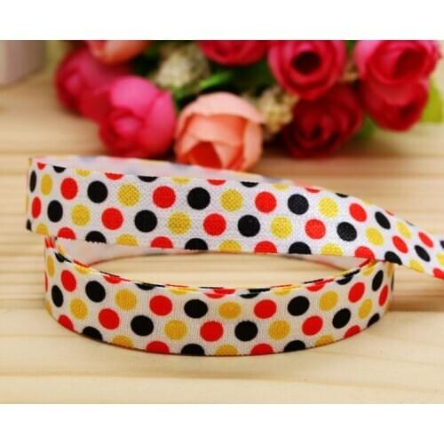 5/8'' Free shipping Fold Elastic FOE polka dots printed headband headwear hairband diy decoration wholesale OEM P5540