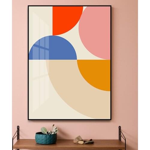 Modern Abstract Geometric Color Block Poster and Prints Canvas Printings Wall Art Pictures for Living Room Home Decor No Frame