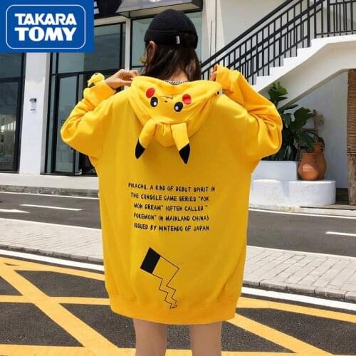 TAKARA TOMY Pokemon Spring Fashion and Comfortable Pure Cotton Soft Long-sleeved T-shirt Simple Cartoon Hooded Sweater
