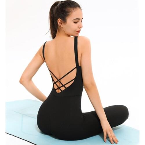 U-Shape Cross Back Yoga Jumpsuits One-Pieces Seamless Fitness Bodysuits With Pads Elastic Sportswear Women Tracksuits Overall
