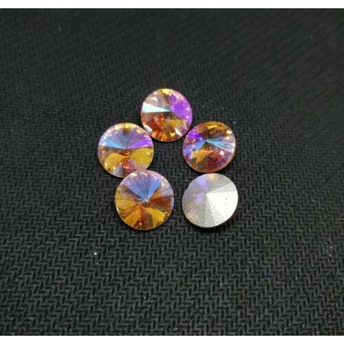 Water red AB Satellite Round Crystal Glass Sewing Rhinestones Pointback DIY Wedding Dress and Bag 8mm 10mm 12mm 14mm