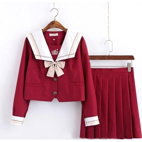 Japanese School Dresse JK Uniform Cherry Blossom Red Uniforms for Girls Anim Cosplay Sailor Suit Embroidery School Outfit