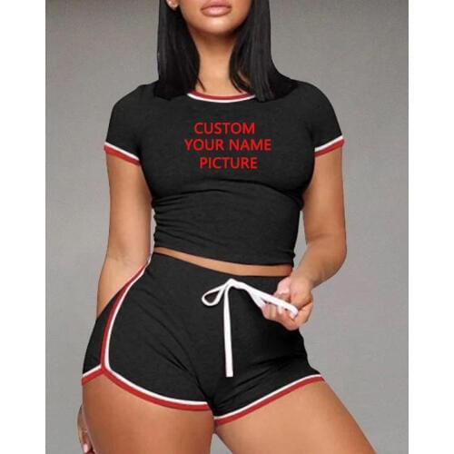 Women Short Sleeve T Shirt Top + Sexy Shorts 2 Piece Set Summer Fashion Sports Outfits For Woman