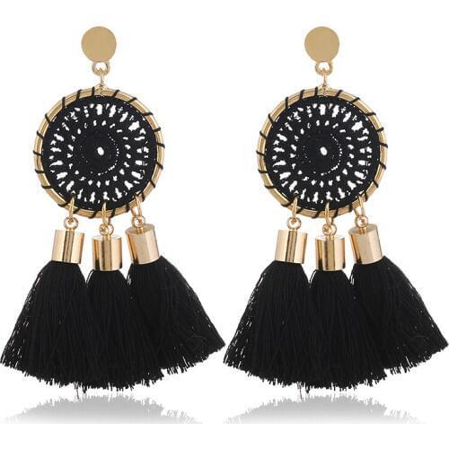 HOCOLE 7 COLORS Nets Weaving Bohemia Tassels Earrings For Women Beach Jewelry Long Dangle Drop Earrings Statement Brincos 2018