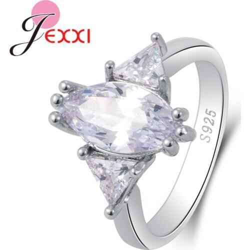 High Quality Prong Setting AAAAA Charming Ring 925 Sterling Silver Cubic Zirconia Women Wedding Engagement Jewelry