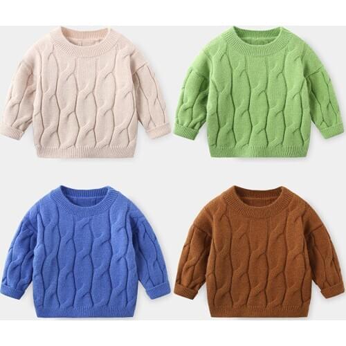 Toddler Boy Winter Clothes 2020 Kids Casual O-Neck Solid Knitted Sweaters Korean Thick Warm Pullover Sweater for Boys 2-8 Years