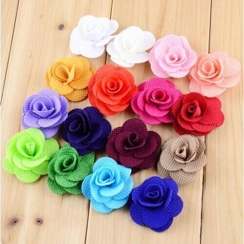 250pcs/lot 16 Color For U Pick 1.57 Inch Petite Handmade Burlap Rose Flowers Wedding Decor Garment Accessories Wholesale Supply