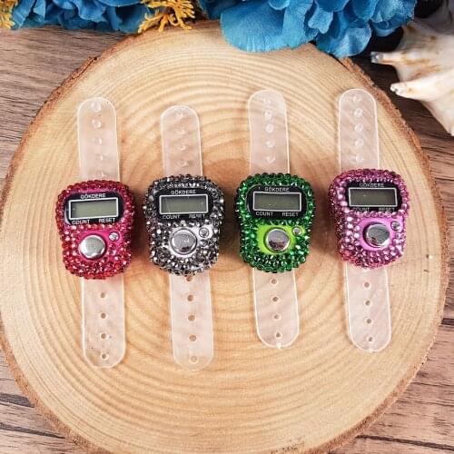 4 or 6 Pieces Portable Electronic Digital Counter Mini LCD Hand Held Finger Ring Tally Counter Stitch Marker Plastic Row Counter