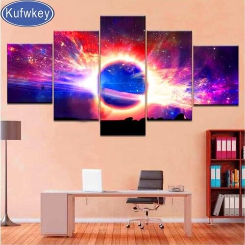 Kufwkey 5d diamond painting full square,Earth From the Space,Diamond Embroidery,pictures mosaic diamond set,5pcs/Set